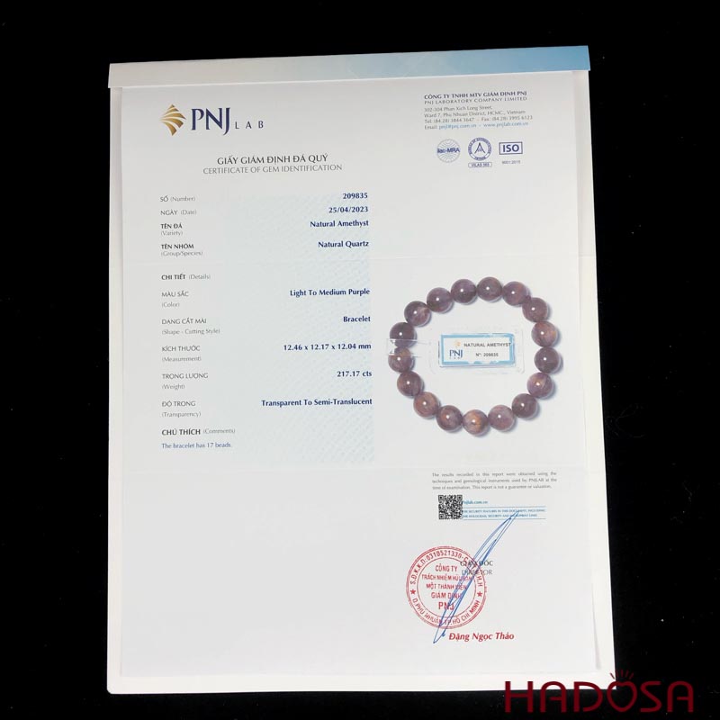 Vòng thạch anh tím tóc vàng 12mm chuẩn 5A