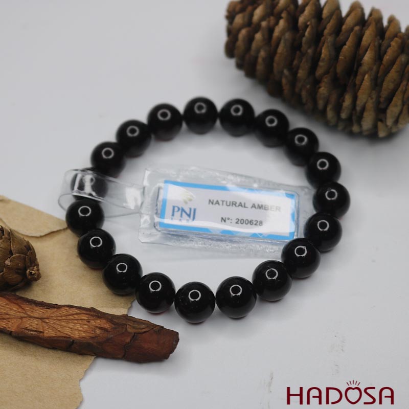 Vòng Hổ Phách Baltic Huyết đen 10mm