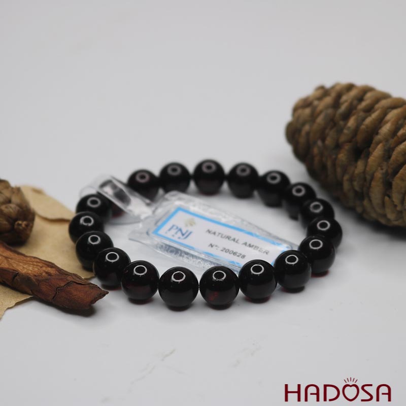 Vòng Hổ Phách Baltic Huyết đen 10mm