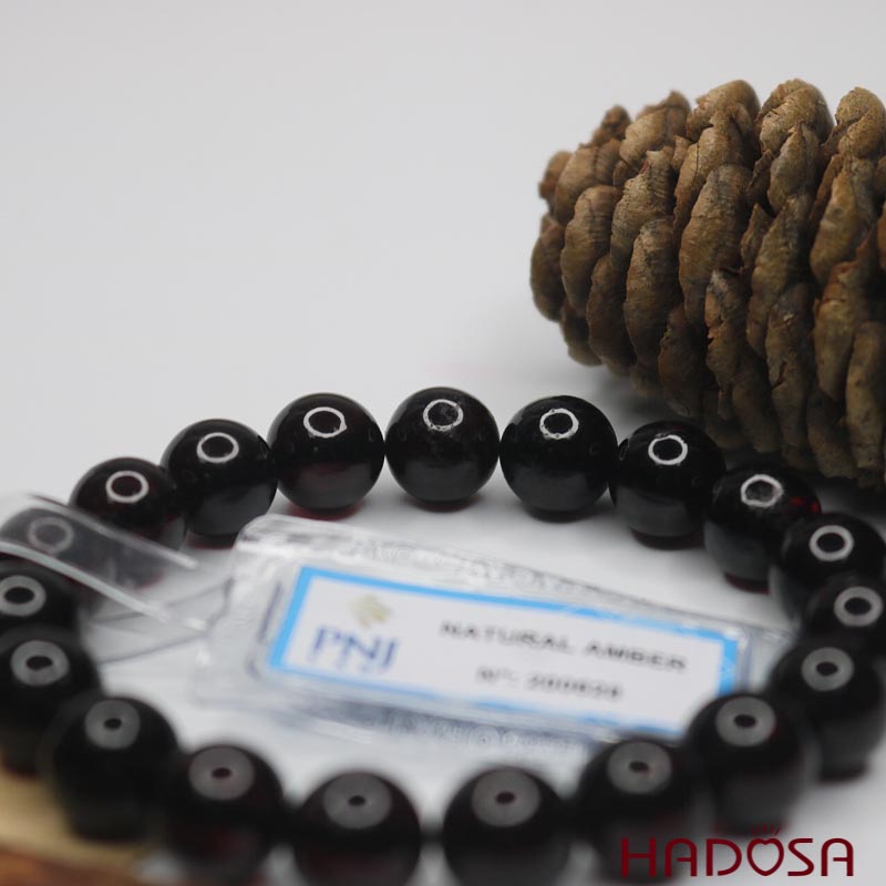 Vòng Hổ Phách Baltic Huyết đen 10mm