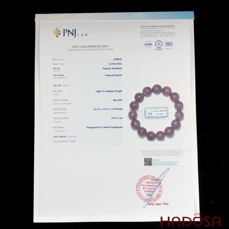 Vòng thạch anh tím tóc vàng 14mm chuẩn 5A