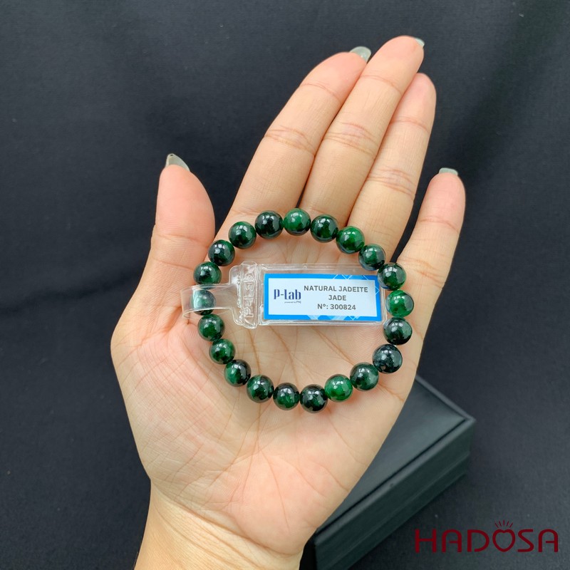 Vòng chuỗi Ngọc Cẩm Thạch xanh sơn thuỷ đậm 8mm