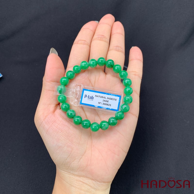 Vòng chuỗi Ngọc Cẩm Thạch xanh tươi vân bông 8mm