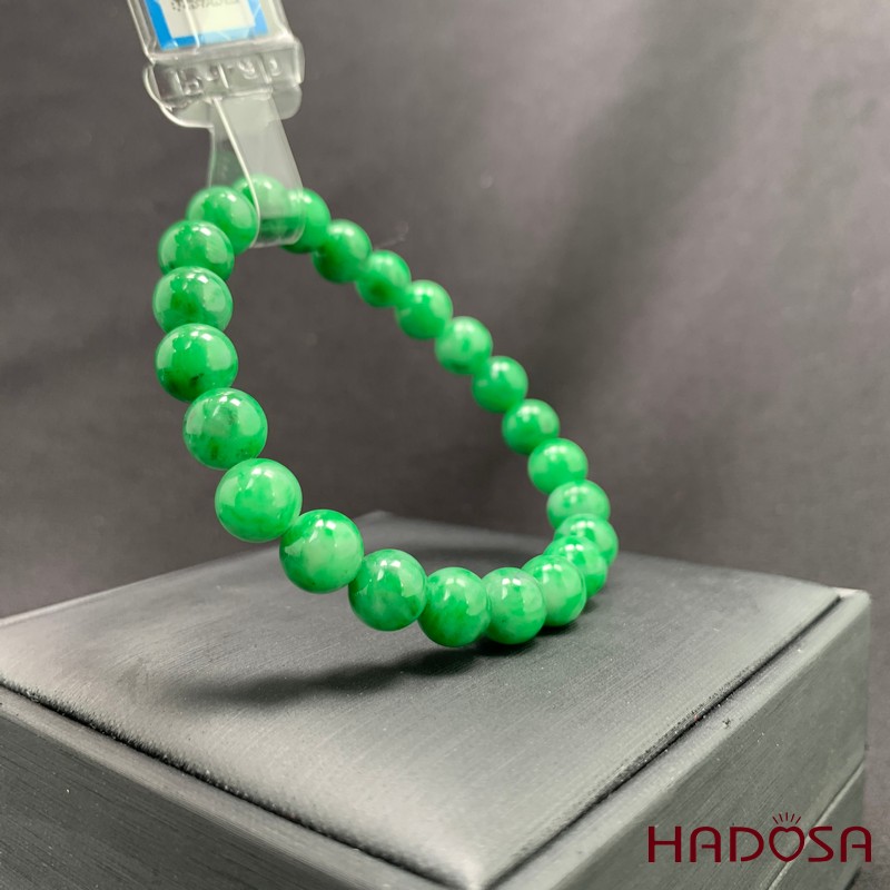 Vòng chuỗi Ngọc Cẩm Thạch xanh tươi vân bông 8mm