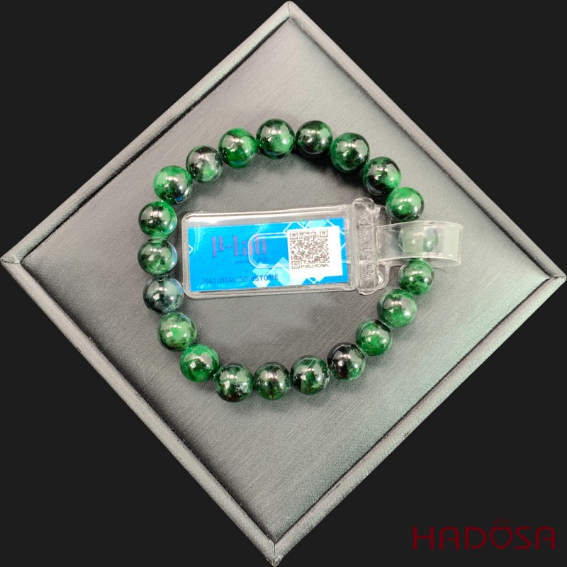 Vòng chuỗi Ngọc Cẩm Thạch xanh sơn thuỷ đậm 8mm