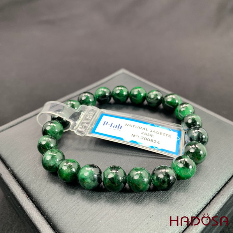 Vòng chuỗi Ngọc Cẩm Thạch xanh sơn thuỷ đậm 8mm