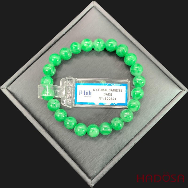 Vòng chuỗi Ngọc Cẩm Thạch xanh tươi vân bông 8mm