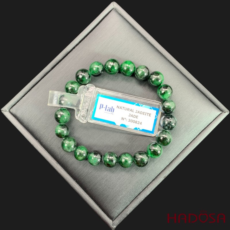 Vòng chuỗi Ngọc Cẩm Thạch xanh sơn thuỷ đậm 8mm