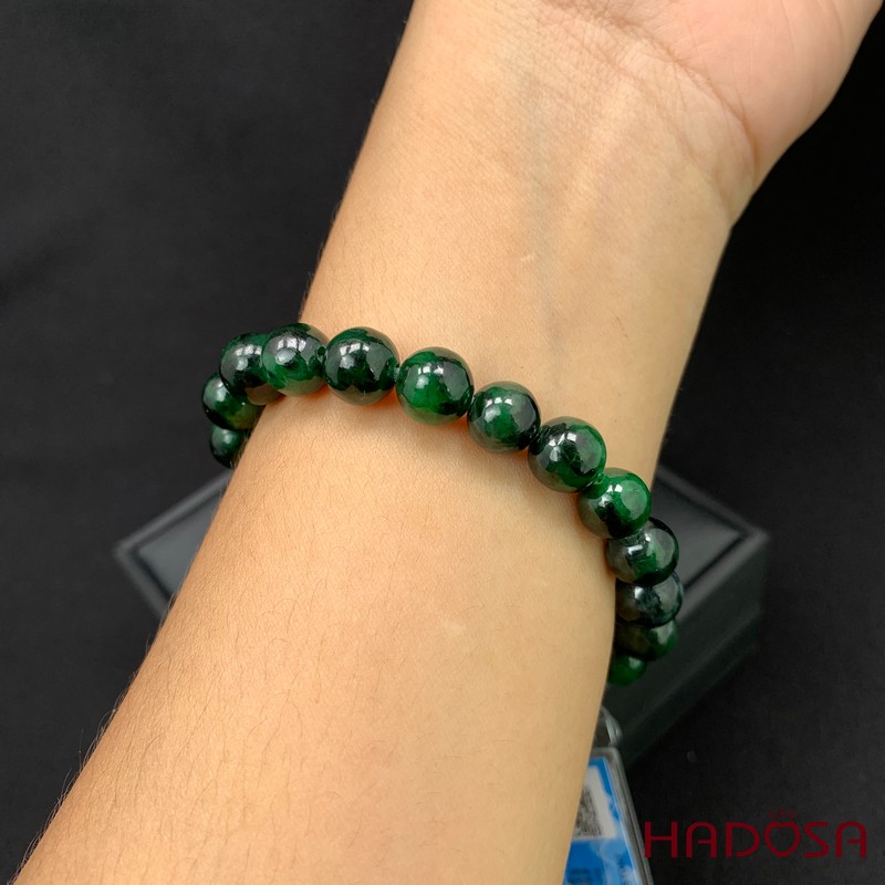 Vòng chuỗi Ngọc Cẩm Thạch xanh sơn thuỷ đậm 8mm