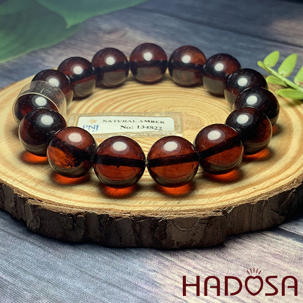 Hổ Phách Baltic huyết đỏ 14mm