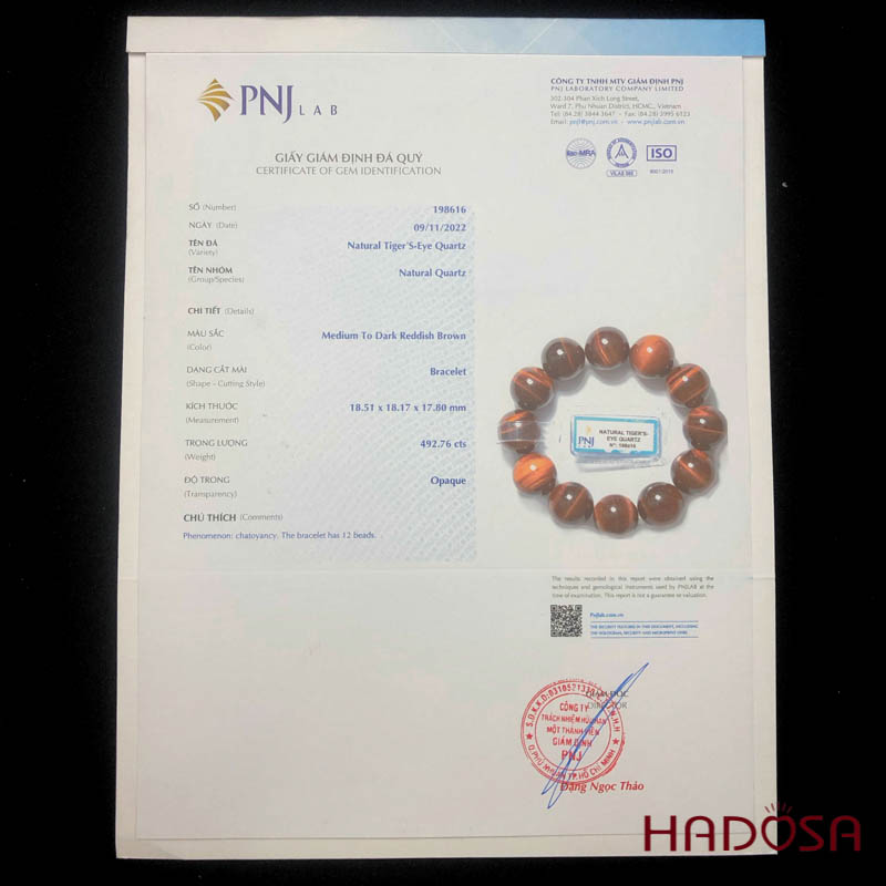 Vòng tay đá Mắt Hổ nâu đỏ 18mm chuẩn 5A