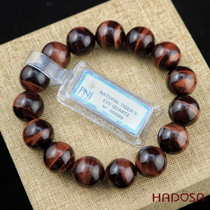 Vòng Thạch Anh Mắt Hổ Nâu Đỏ 14mm đặc biệt cao cấp chuẩn 6A