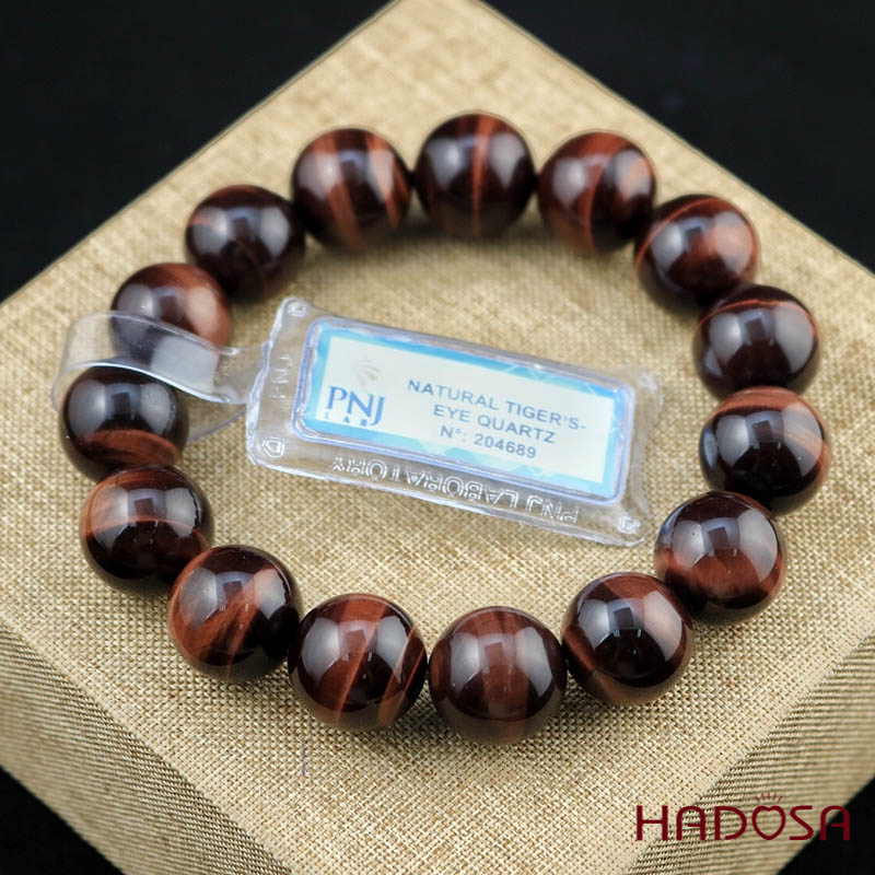 Vòng Thạch Anh Mắt Hổ Nâu Đỏ 14mm đặc biệt cao cấp chuẩn 6A