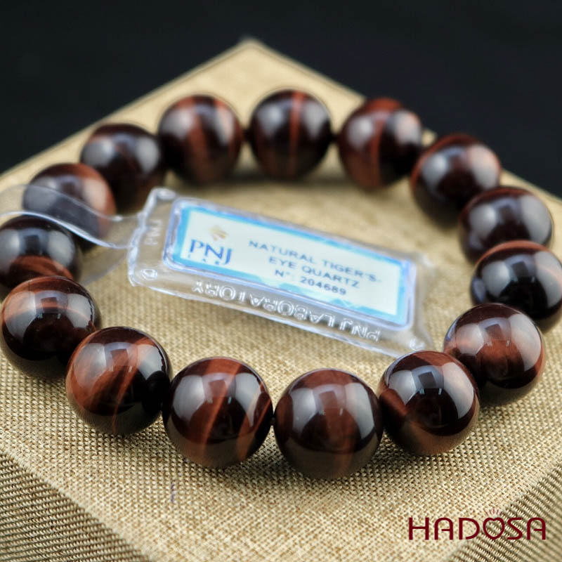 Vòng Thạch Anh Mắt Hổ Nâu Đỏ 14mm đặc biệt cao cấp chuẩn 6A