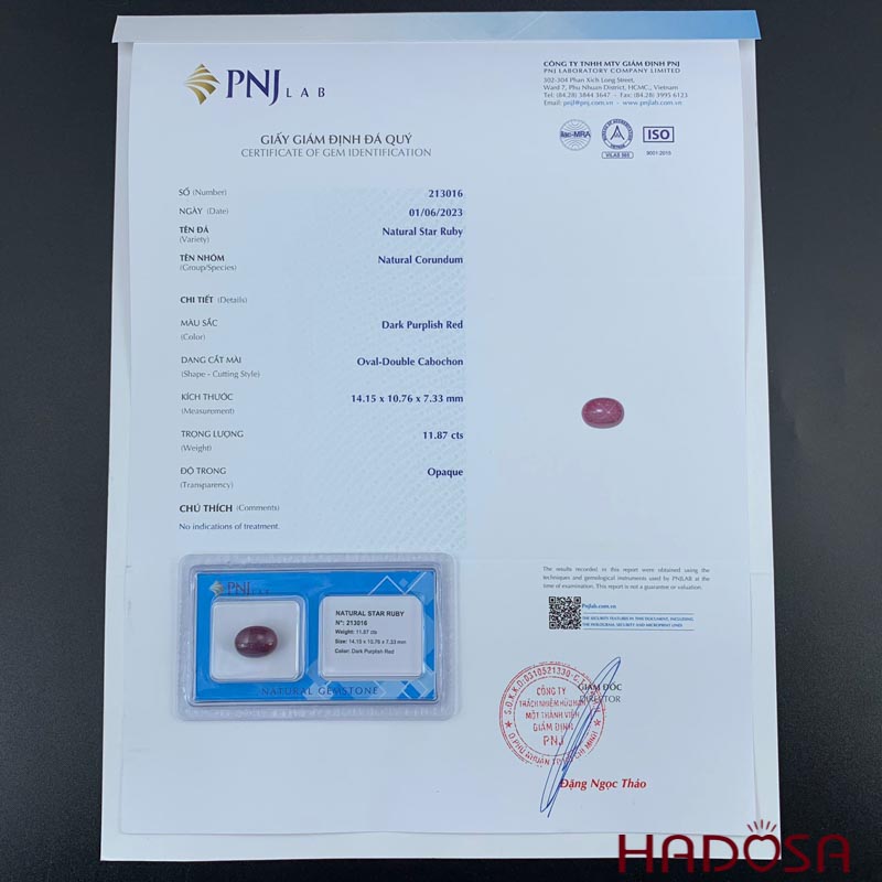 Đá Ruby sao Lục Yên 10*14mm - 11.9cts