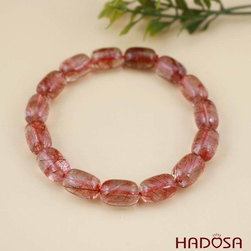 Vòng hạt trụ Thạch anh tóc đỏ 9*13 chuẩn 5A