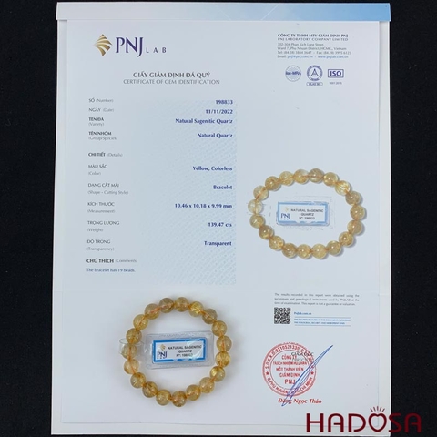 Vòng Thạch anh tóc vàng 10mm chuẩn 6A+