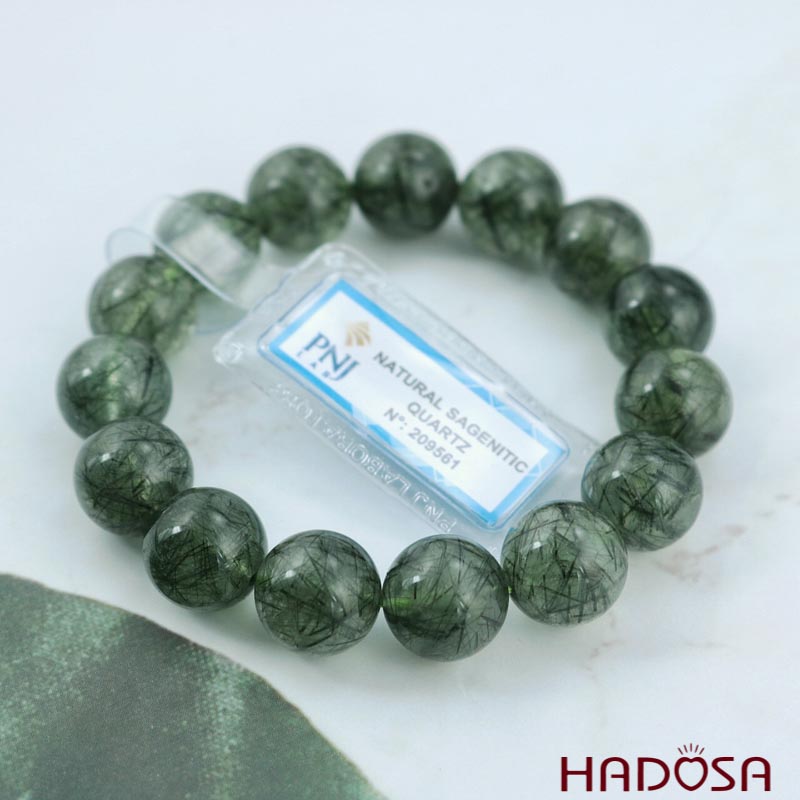 Vòng đá Thạch anh tóc xanh 13mm chuẩn 4A