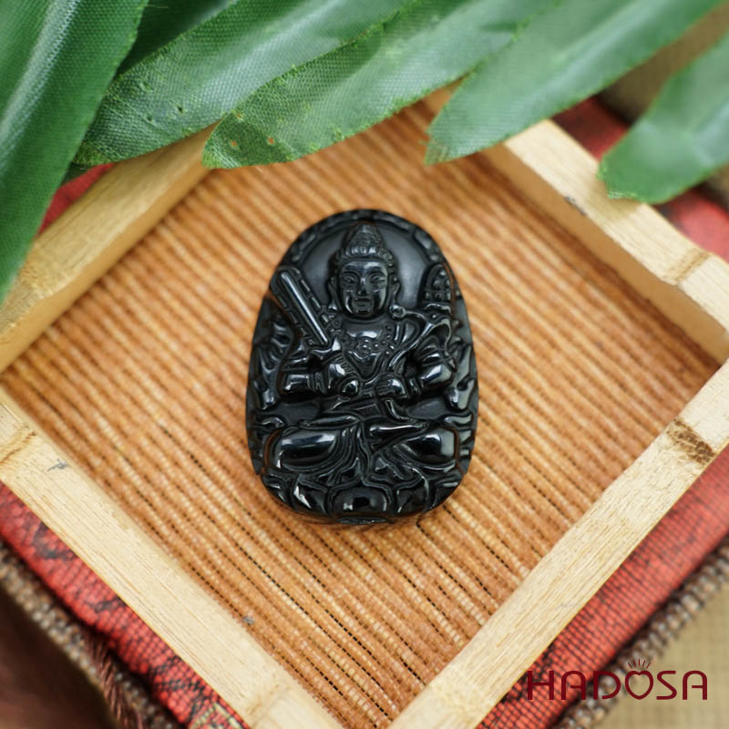 Đá thuỷ tinh núi lửa Phật Hư Không Tạng Bồ Tát (Sửu, Dần) 38mm