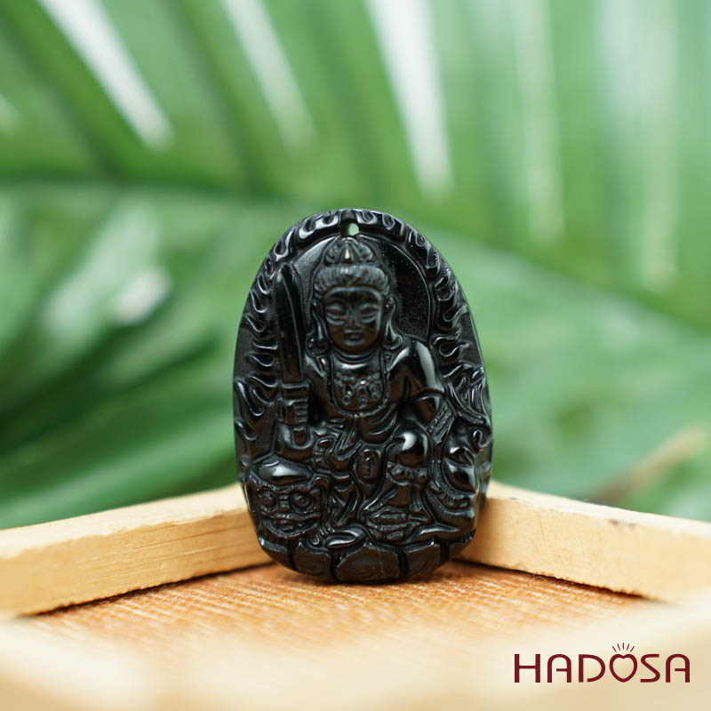 Đá thuỷ tinh núi lửa Phật Vân Thù Bồ Tát (Mão) 38mm