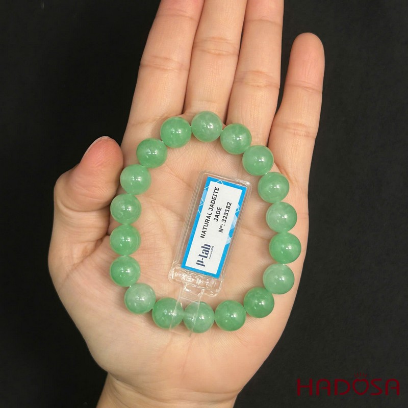 Vòng chuỗi Cẩm Thạch xanh táo tươi tắn 10mm | HADOSA