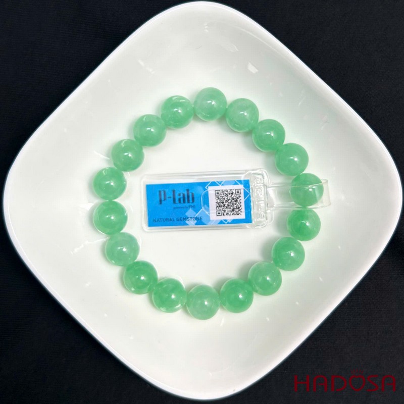 Vòng chuỗi Cẩm Thạch xanh táo tươi tắn 10mm | HADOSA