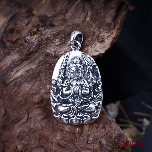 Mặt dây chuyền bạc Thái Phật bản mệnh Thiên Thủ Thiên Nhãn (Tý)
