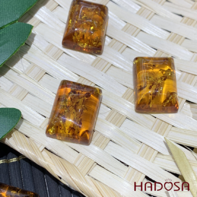 Mặt hổ phách Baltic chữ nhật 12x16mm