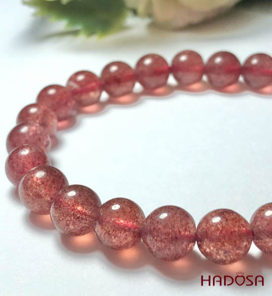 Vòng tay Thạch Anh Dâu Tây 08mm cao cấp chuẩn 6A