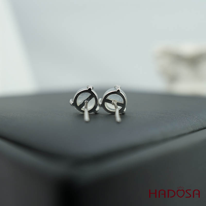 Hoa tai đá mặt trăng 6mm bạc 925