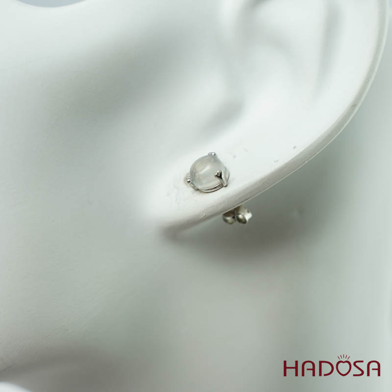 Hoa tai đá mặt trăng 6mm bạc 925