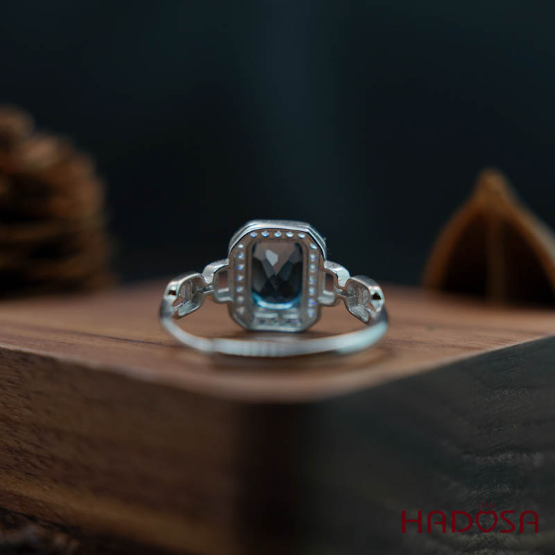 Nhẫn đá Topaz London 6*8mm bạc 925