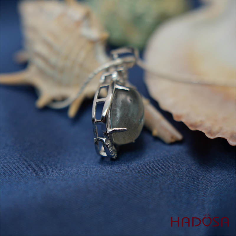 Mặt dây chuyền đá Xà cừ 9x13mm bạc 925