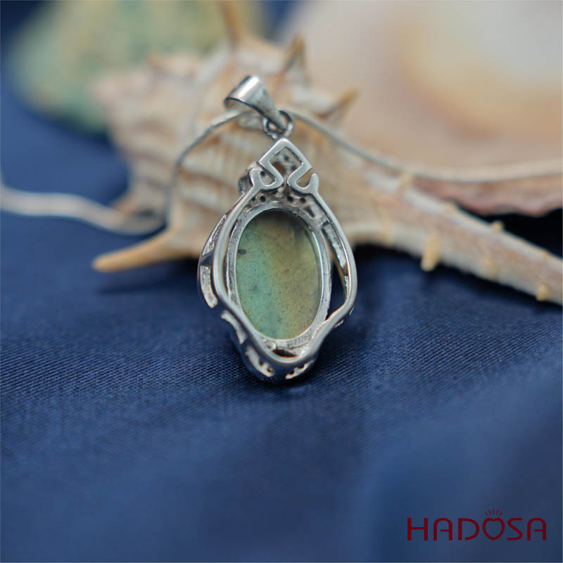 Mặt dây chuyền đá Xà cừ 9x13mm bạc 925