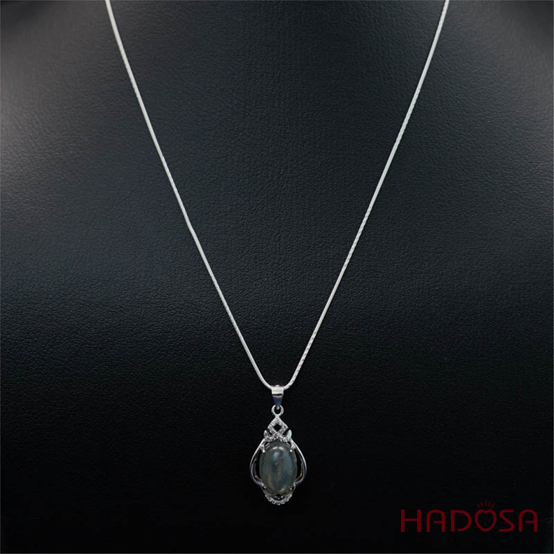 Mặt dây chuyền đá Xà cừ 9x13mm bạc 925