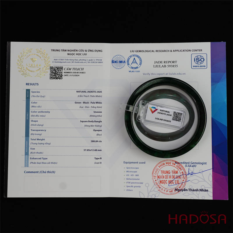 Vòng Ngọc Cẩm Thạch sơn thủy bản vuông ni 57