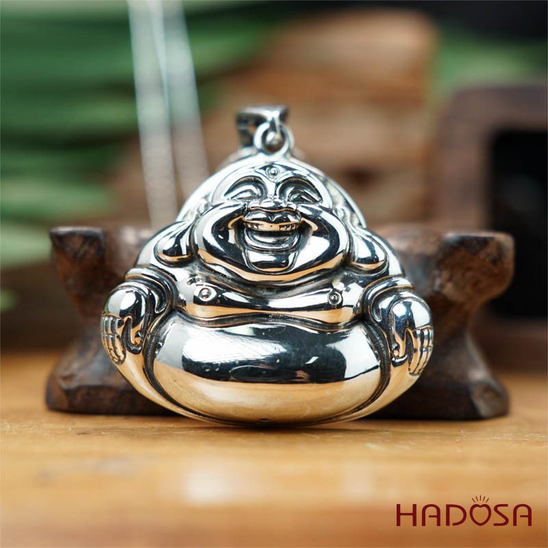 Mặt dây chuyền bạc Thái Phật di Lặc 46x55mm