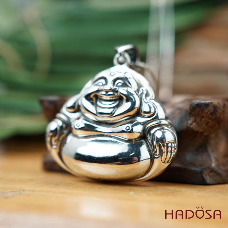 Mặt dây chuyền bạc Thái Phật di Lặc 46x55mm