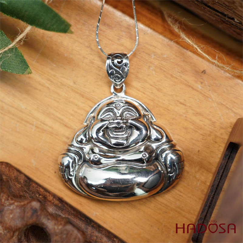 Mặt dây chuyền bạc Thái Phật di Lặc 46x55mm