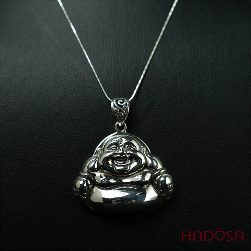 Mặt dây chuyền bạc Thái Phật di Lặc 46x55mm