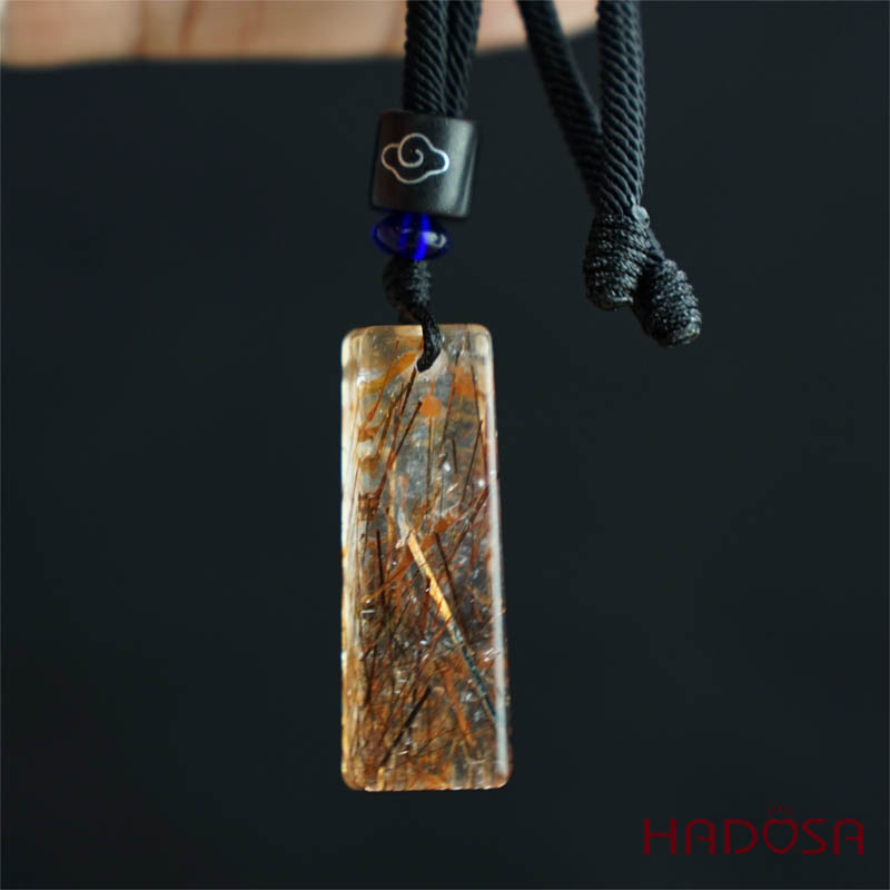 Mặt thạch anh tóc nâu đỏ hình trụ 12x36mm