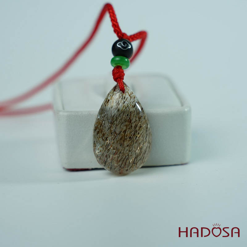 Mặt thạch anh tóc nâu giọt nước 17x26mm