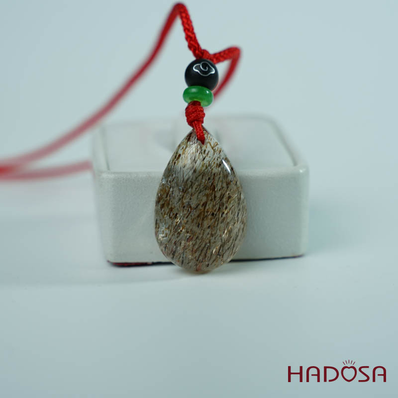 Mặt thạch anh tóc nâu giọt nước 17x26mm