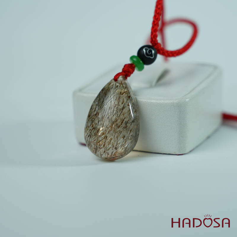 Mặt thạch anh tóc nâu giọt nước 17x26mm