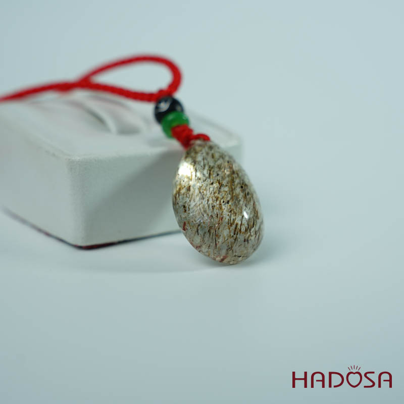 Mặt thạch anh tóc nâu giọt nước 17x26mm