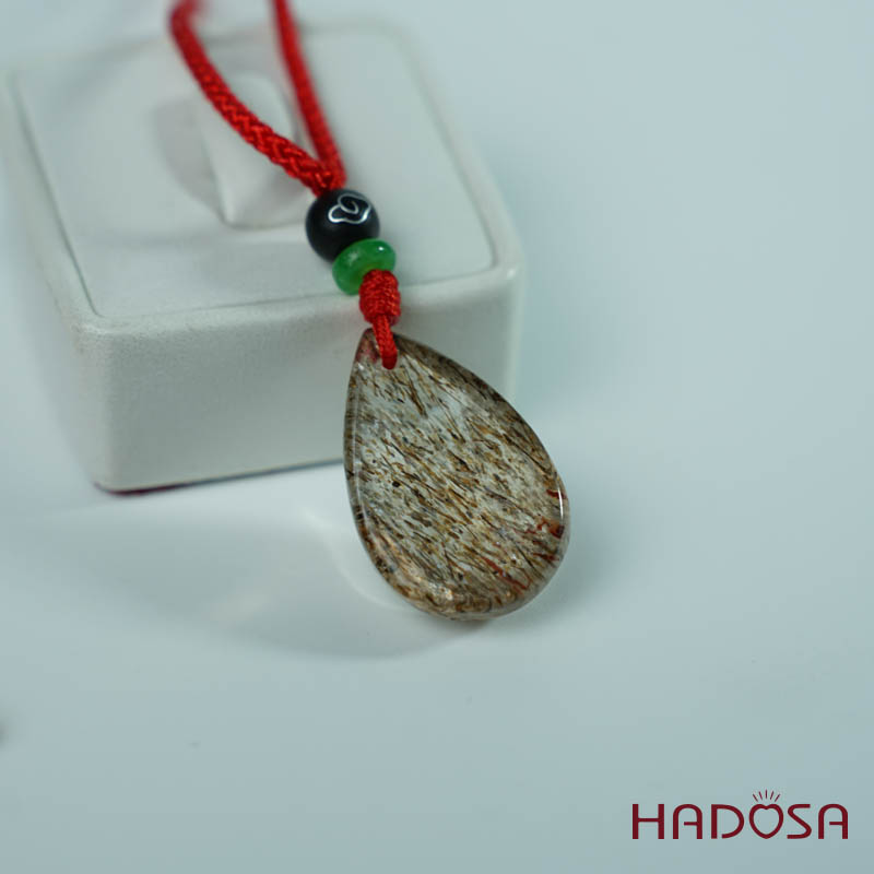 Mặt thạch anh tóc nâu giọt nước 17x26mm