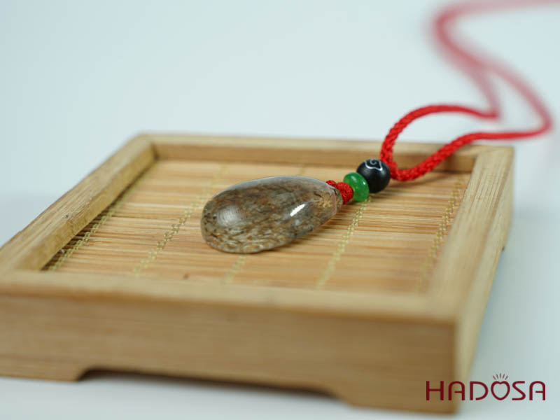 Mặt thạch anh tóc nâu giọt nước 17x26mm