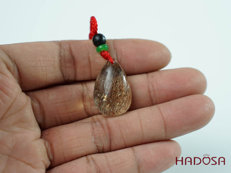 Mặt thạch anh tóc nâu giọt nước 17x26mm