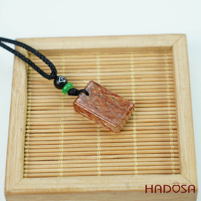 Mặt thạch anh tóc đỏ chữ nhật 22mm