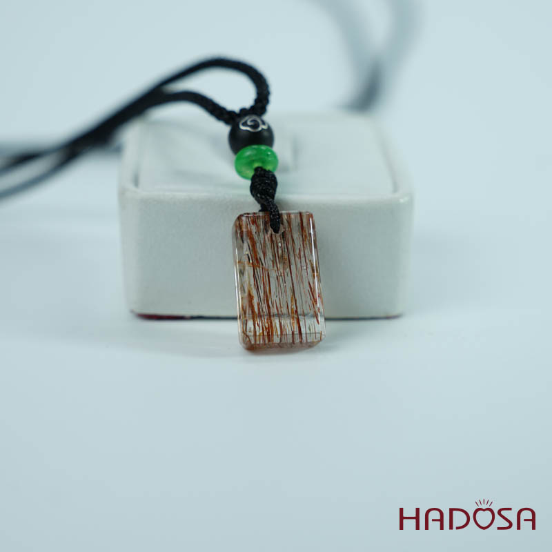 Mặt thạch anh tóc nâu đỏ chữ nhật 10x17mm